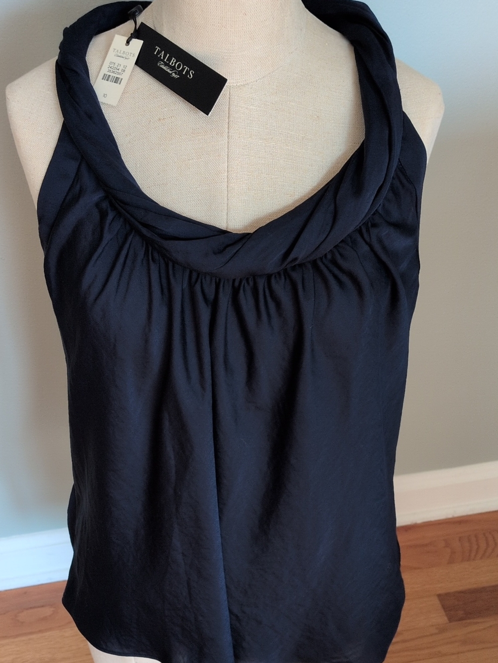 Talbots Navy Draped Cowl Neck Sleeveless Camisole Tank